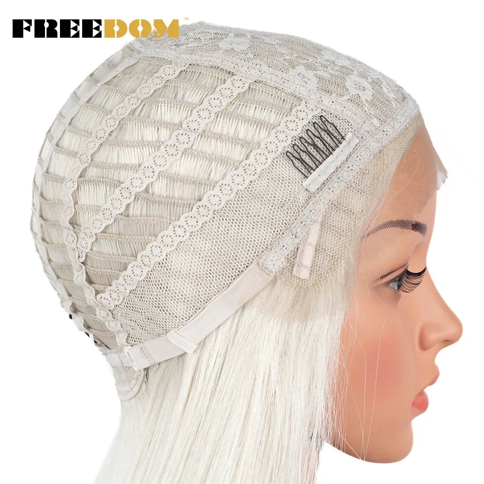 FREEDOM Synthetic Lace Wig Short Bob Straight Middle