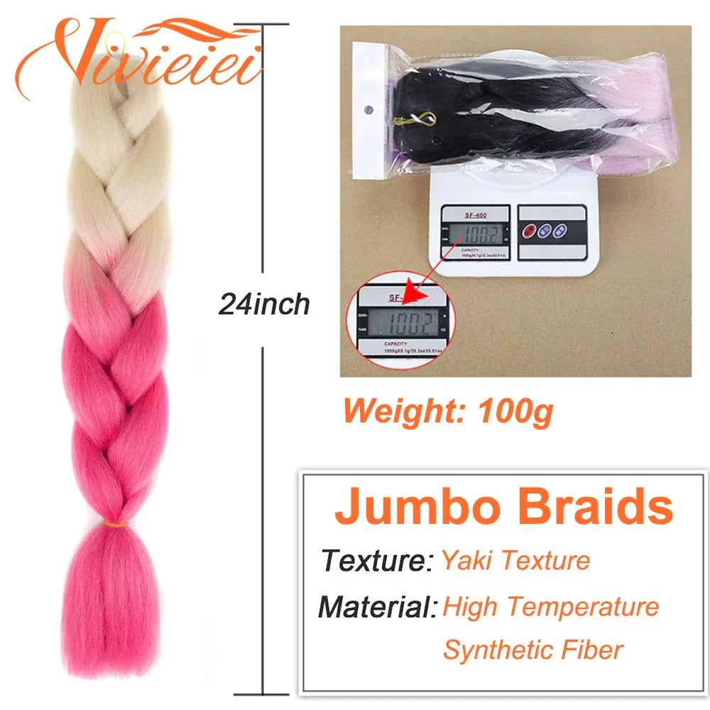 6 Pcs 24" Jumbo Synthetic Braids Hair Extensions