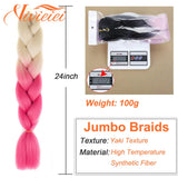 6 Pcs 24" Jumbo Synthetic Braids Hair Extensions