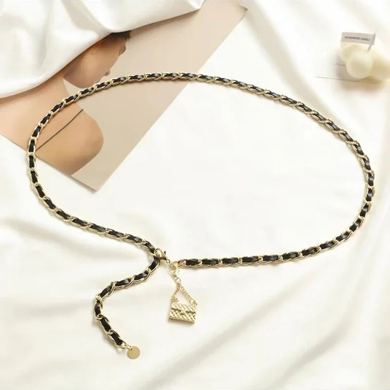 New Fashion Women's Waist Chain Alloy Material Button