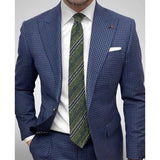 Men's Suit Jacket Checkered Striped Lapel Long Sleeved