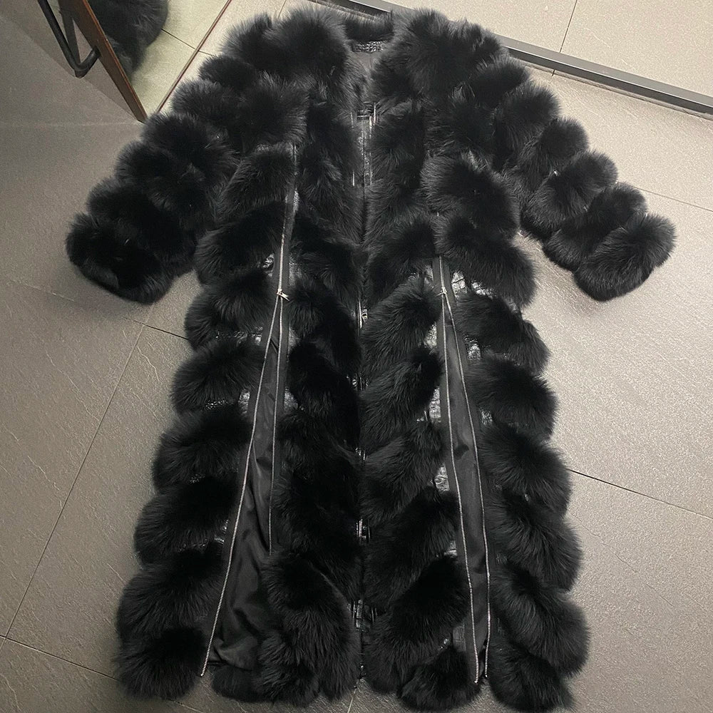 YOLOAgain 2024 Autumn Luxury Real Fox Fur Coat