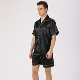 Satin Sleepwear Clothes Solid Ice Color Sleeve 2pcs