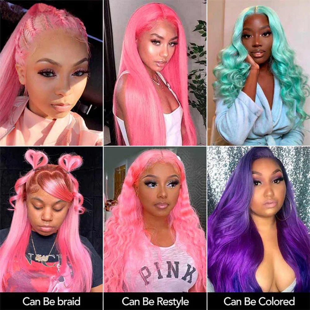 Sogreat Pink Lace Front Wig Human Hair 13x4