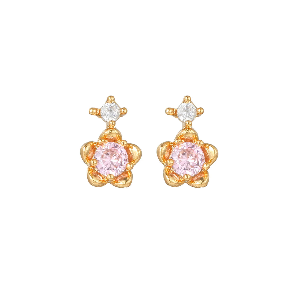 New Ins Pink Heart Zircon Stud Earring For