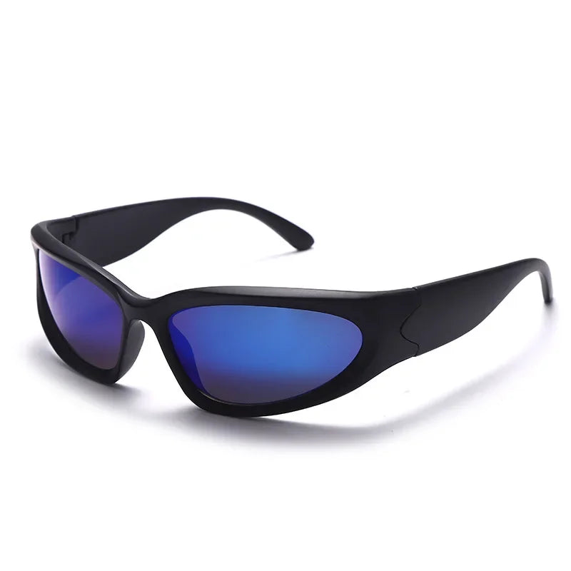 Trendy Silver Rectangle Sport Sunglasses Men Women Brand