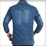 Mens Denim Blazer Men Fashion Cotton Vintage Suit