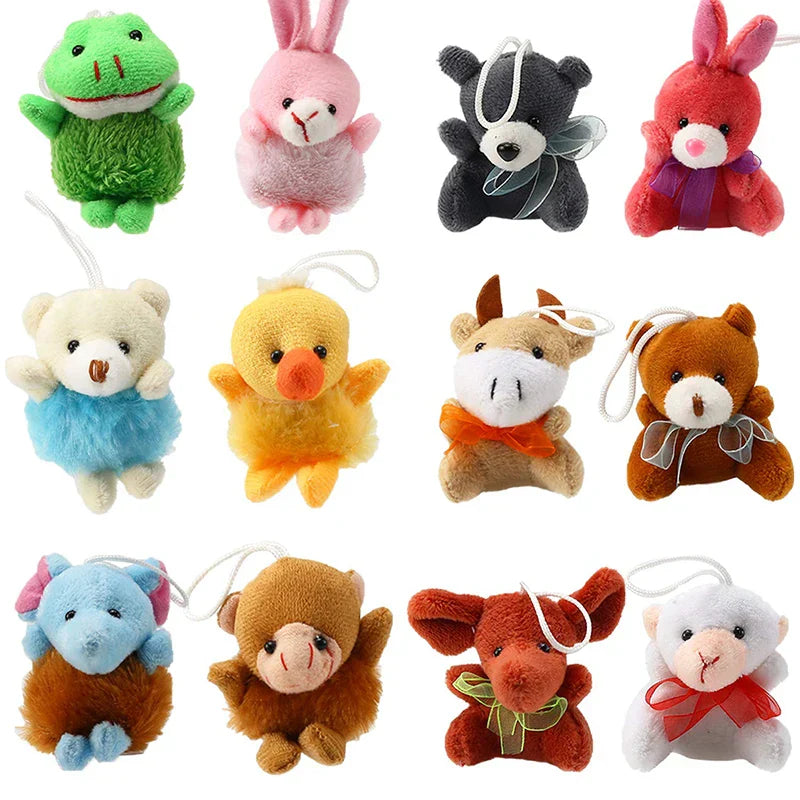 24 Mini Plush Animal Keychain Set Small Plush