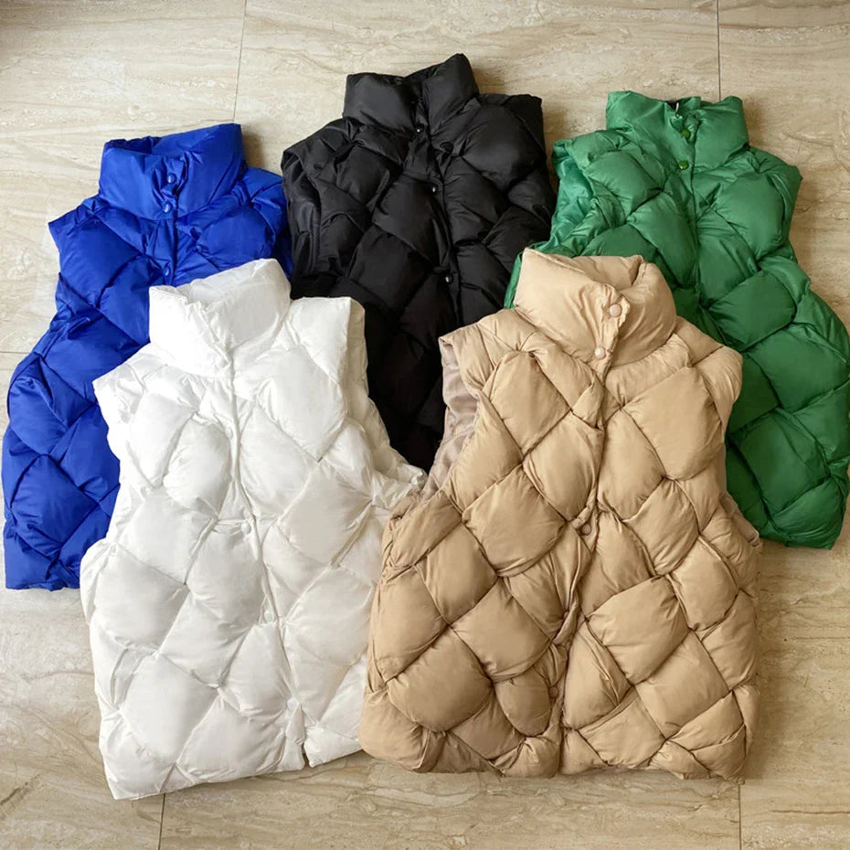 Fashion Weave Vest Men Winter Padded Vests Puffer