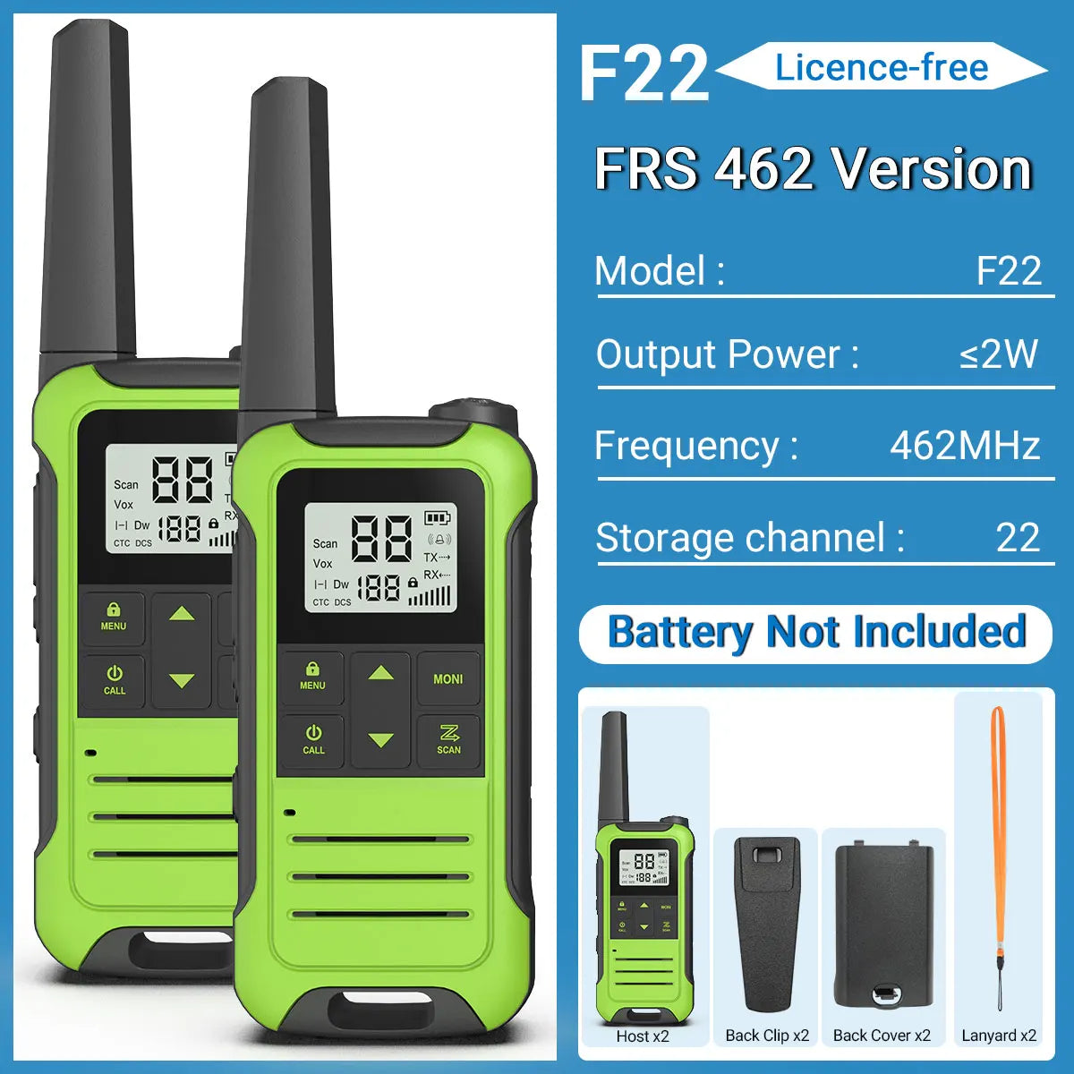 2PCS Baofeng F22 Walkie Talkie Portable Mini Communication