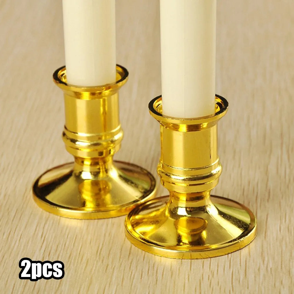 2pcs Candle Holder Candle Base Plastic Candlestick Silver