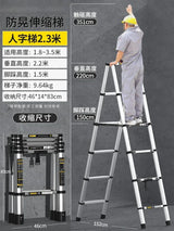 Home Kitchen Telescopic Ladder Aluminum Alloy Step Stools