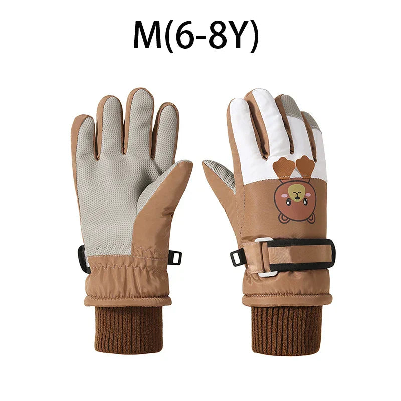Cartoon Kids Gloves Thickened Warm Winter Ski FiveFinger
