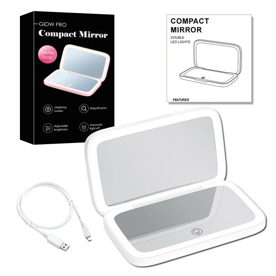 Mini Compact Led Makeup Mirror With Light 5X