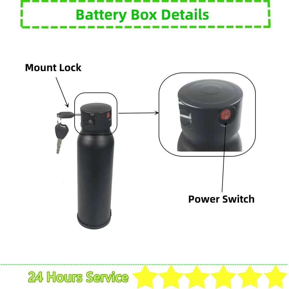 36Volt Water Bottle Dolphin Ebike Battery Box 30