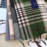 Men Scarf 100 Wool Plaid Warm Soft Muffler