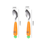 1/3Pcs Baby Feeding Utensils Cartoon Vegetable Fork Spoon