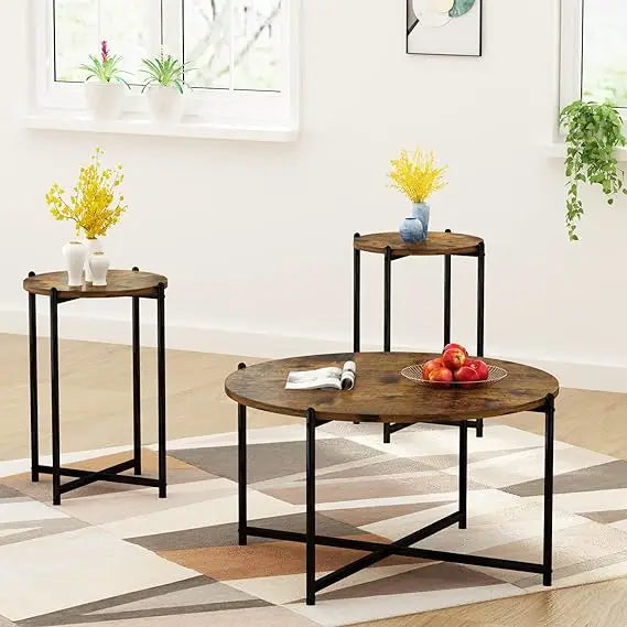 Coffee Table Set of 3, Modern Round Coffee