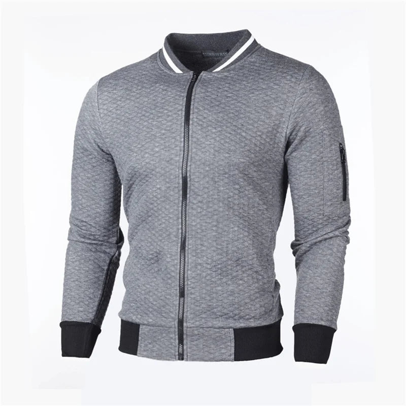 Men Solid Color Small Check Fabrics Sweatshirt Autumn