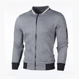 Men Solid Color Small Check Fabrics Sweatshirt Autumn