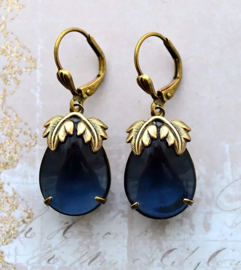 Bohemian Water Drop Blue Stone Earrings for Women