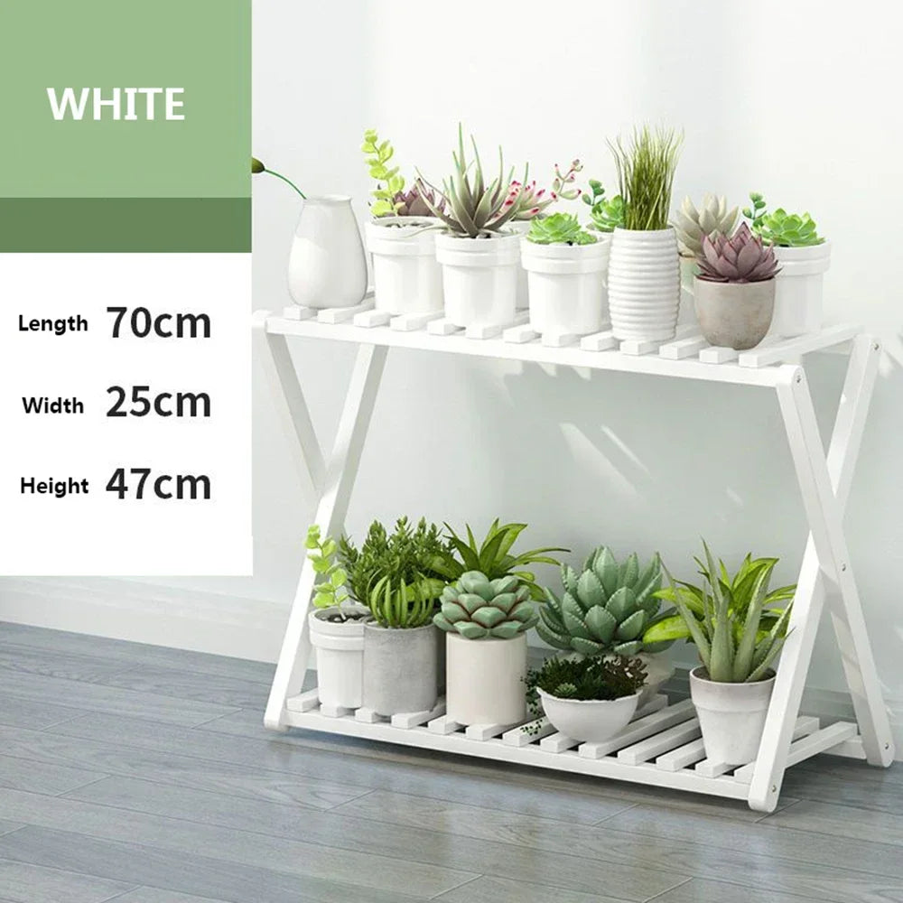 Wooden Multilayer Flowerpot Organizer Flower Holder Balcony Stand