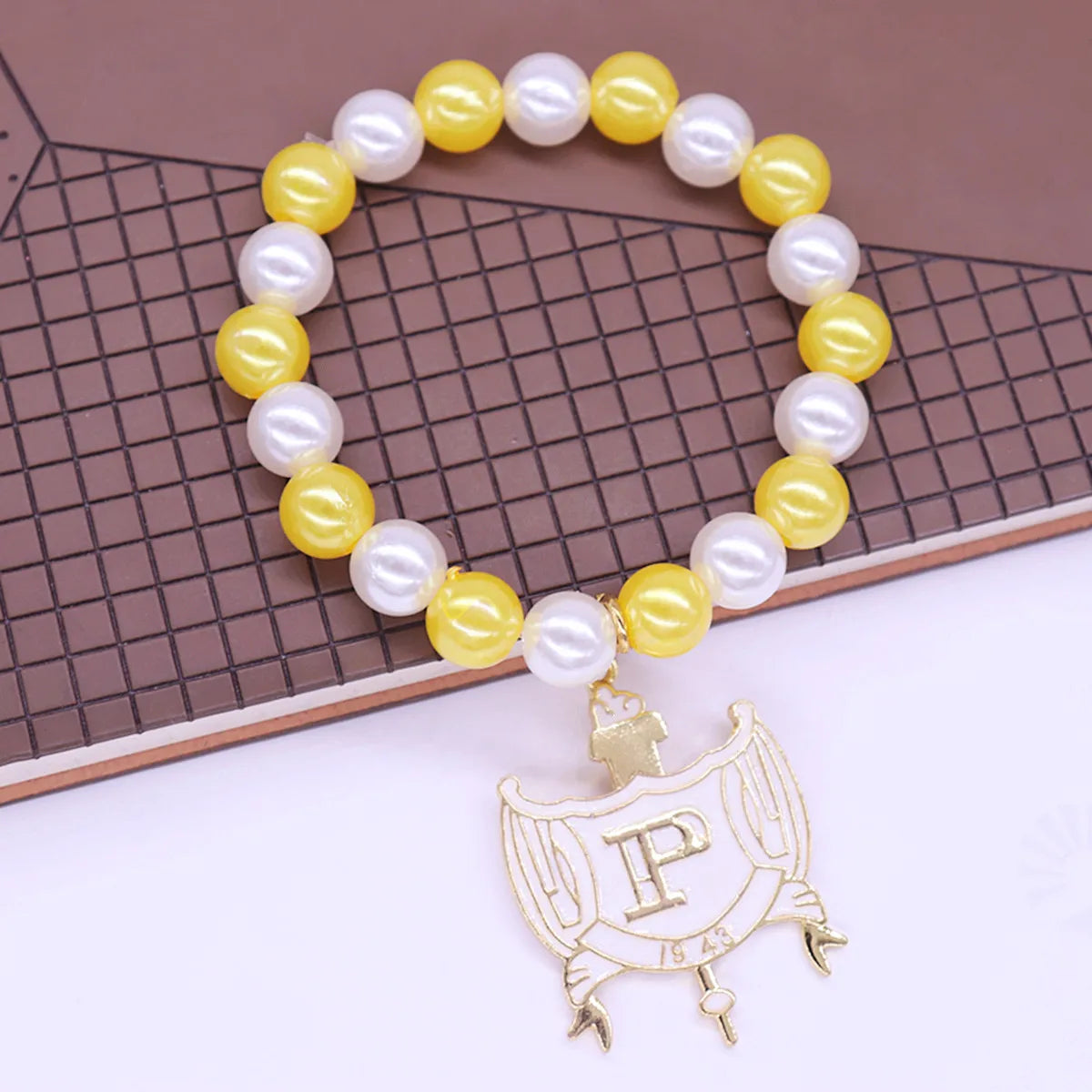 Stylish Stretch Elastic White Yellow Pearl Beads College