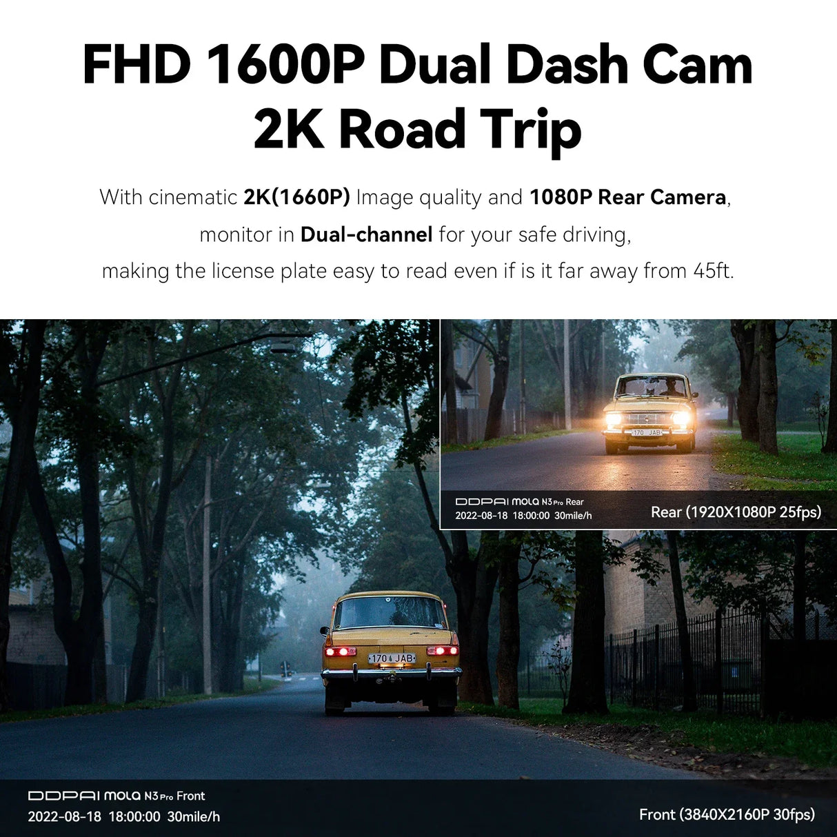 DDPAI Mola N3 Pro Dash Camera Driving Vehicle