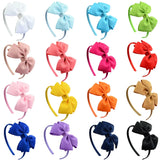 6PCS 4"Plastic Headbands for Girls Twill Fabric Hair