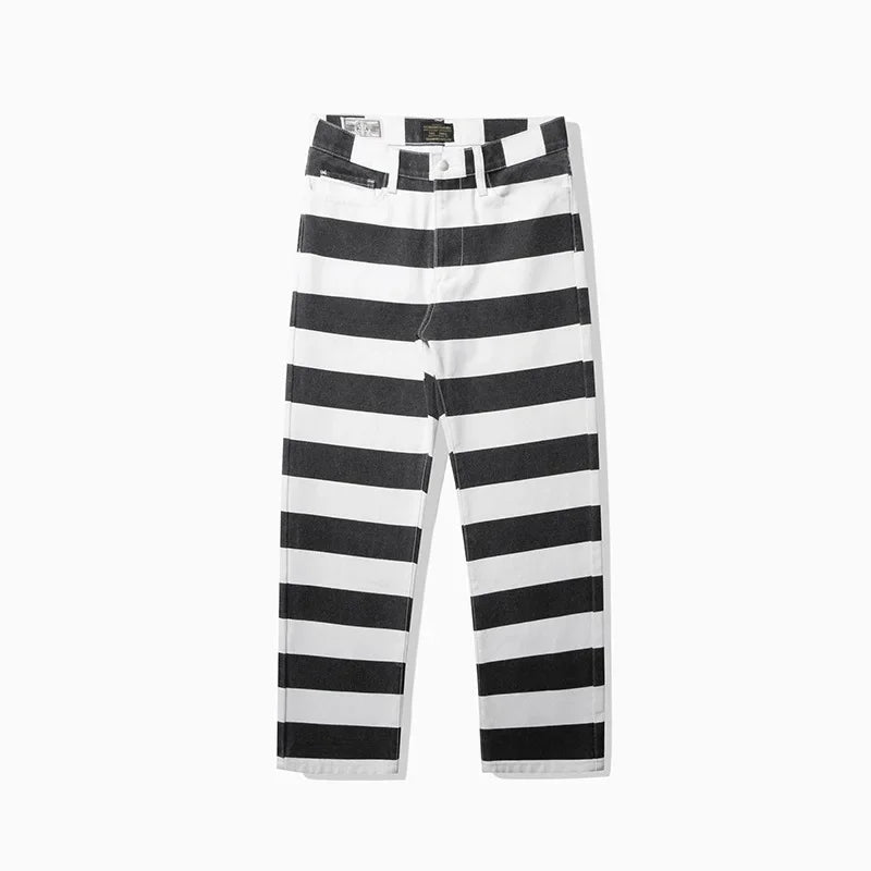 Heavyweight Striped Cargo Overalls Thick Canvas Motorcycle AMEKAJI