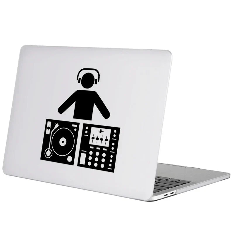 DJ Turntable Music Vinyl Laptop Sticker for Apple