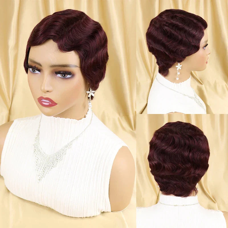 Short Finger Wave Wig Brazilian Human Hair Wig