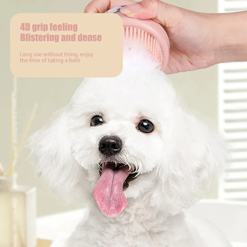 Pet Bathing Brush With Shower Gel Dispenser Multifunctional