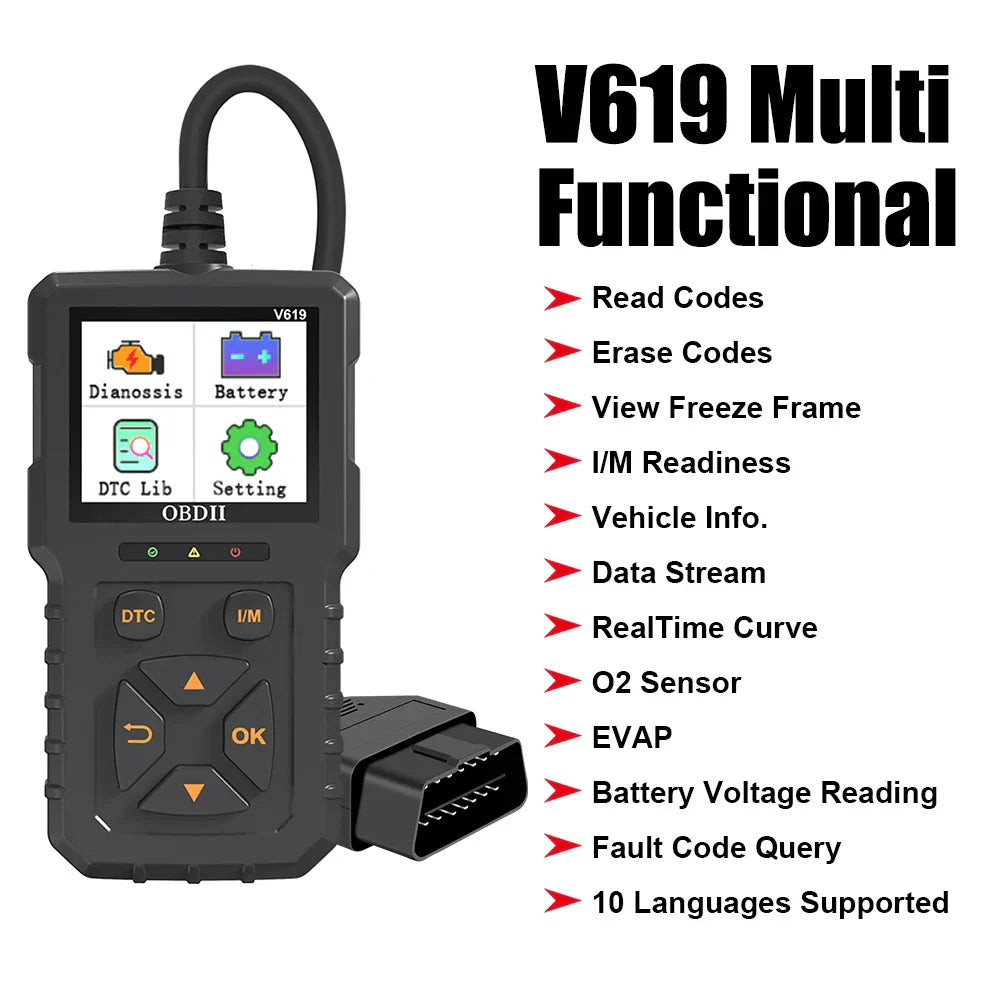 V619 12V Car OBD2 Diagnostic Tools OBD 2