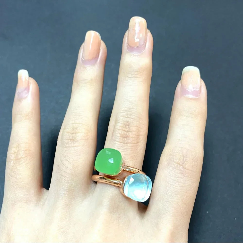 2PcsSet Pomellato Ring Stacked Mix Color Crystal Ring