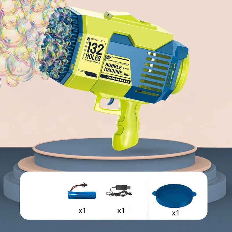 Bubble Gun 132 Holes Electric Automatic Soap Rocket Bubbles Machine Kids Portable Outdoor Party Toys Gift Children‘s Day Gifts