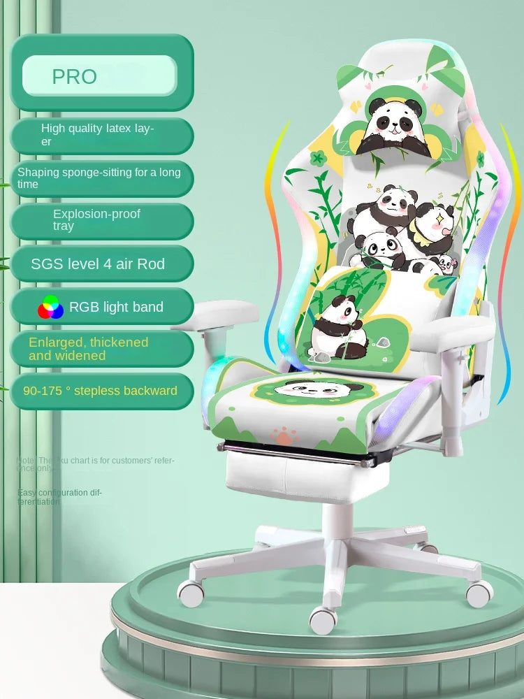 2023 Panda Gaming Chair for Girls – Adjustable Home Office Recliner