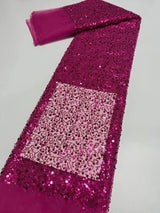 Heavy silver Sequins Lace Fabric With Bead Sequins