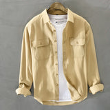 HIQOR New Mens Vintage Shirt Male Lone Sleeve