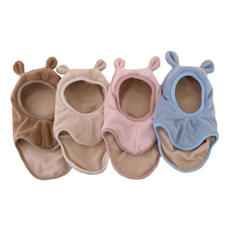 Winter Cartoon Bear Ear Baby One-Piece Hat Kids