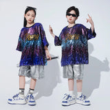 Kids Hip Hop Clothing Sequined T Shirt Loose