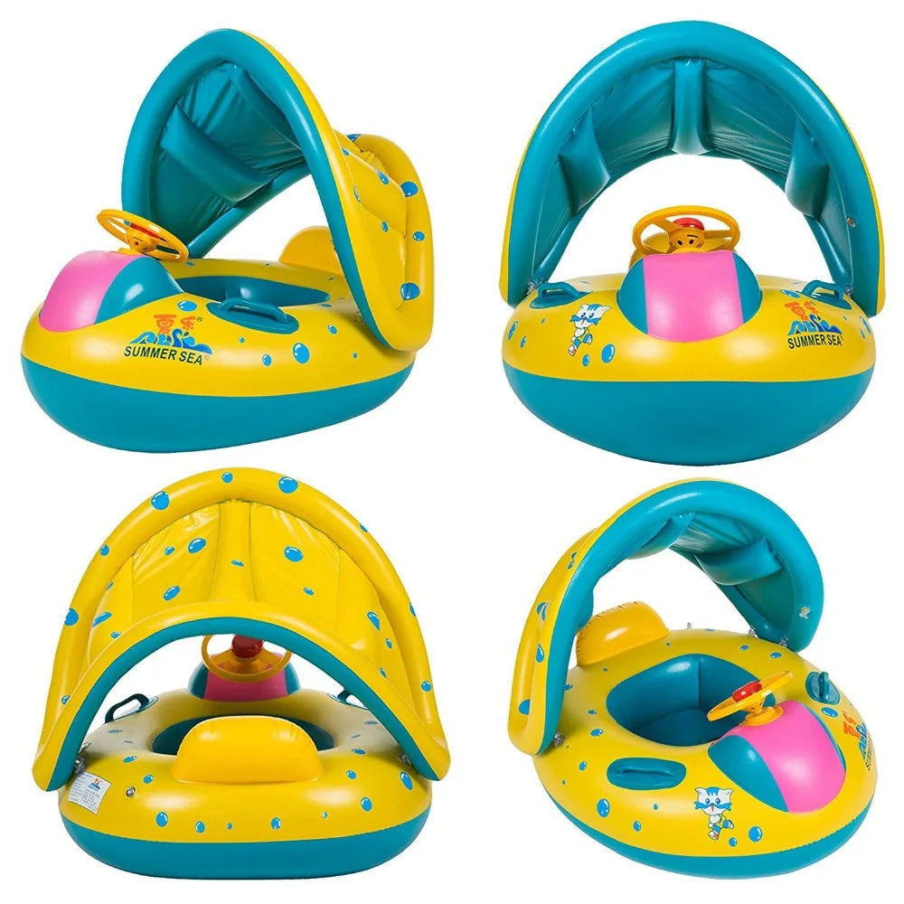 Inflatable Baby Swimming Ring Buoy Sunshade Infant Floating