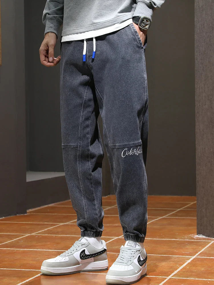 Spring Summer Ankle-Length Jeans Men Pants 6XL 7XL