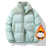Winter Down Cotton Jacket Men Women Corduroy Patchwork