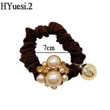 Luxury Rhinestone Pearl Hair Ties Ropes Women Girls