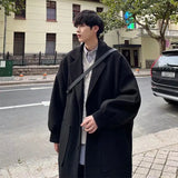 Winter trendy brand single-breasted mid-length woolen coat for