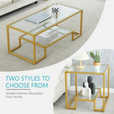 Metal Glass Coffee Table - Two-Tiered with Tempered
