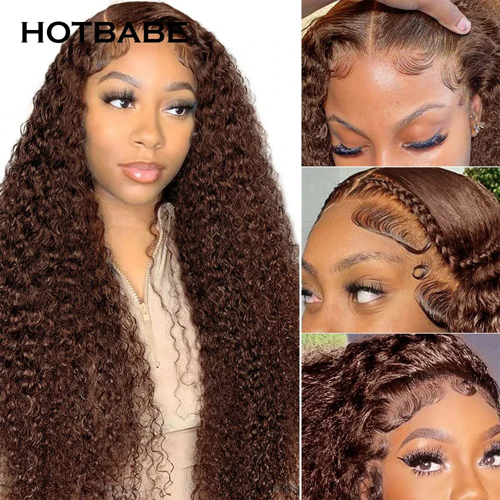 Brown Color Curly 13x4 HD Lace Frontal Wig