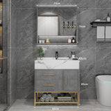 Marble Bathroom Cabinet Combination Solid Wood Intelligent Simple
