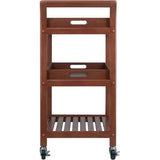 3-Shelf Wood Mobile Serving Cart With Lockable Wheels